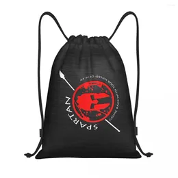 Shopping Bags Sparta Skull Spartan Warrior Drawstring Backpack Women Men Sport Gym Sackpack Foldable Training Bag Sack
