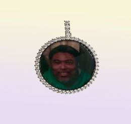 Iced out Customised picture pendant Round Classic Zircon solid Diameter 685mm Large Size Hip hop personality Po Memory Bling j4293408
