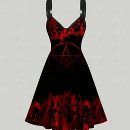 Casual Dresses Women Spooky Wing Print Dress Midi Stunning Cosplay For Sexy V-neck A-line With Summer