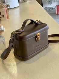 Totes Designer Lock Buckle Box Shape Handbag Retro Style Women's Small Shoulder Crossbody Bag Square Purses Female Mobile Phone