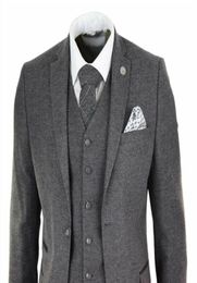 Mens Wool Tweed Peaky Blinders Suit 3 Piece Authentic 1920s Tailored Fit Classic Formal Prom Suit JacketPantsVest5261172