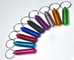 Travel Aluminum Alloy Waterproof Pill Box Case Keyring Key Chain Medicine Storage Organizer Bottle Holder Container Keychain w0021808674