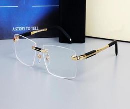 0349 Brand Design Rimless Glasses Wide Spectacle Men Square eyeglasses frames Titanium glasses prescription lens optical frame eye2892779