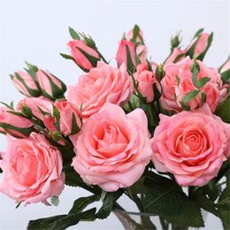 Decorative Flowers Artificial Silk Rose Long Branch Bouquet For Wedding Home Decoration Fake Plants DIY Spring Wreath Supplies Accessories