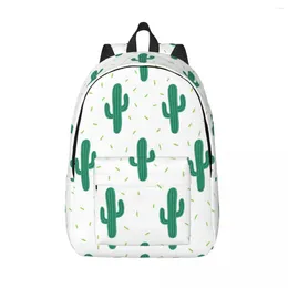 Backpack Men Women Large Capacity School For Student Green Cactus Pattern Bag