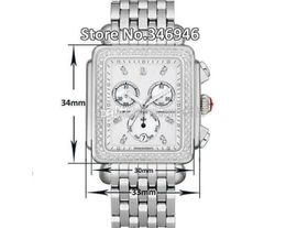 33mm Michele Signature Deco Diamond Chronograph Mutter von Perlen Damen Quarz Uhr 225k