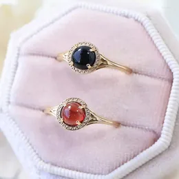 Cluster Rings Retro Bohemian Style Stone Inlaid With Imitation Multi-color Garnet Ring Women's Niche Personality Simple Open
