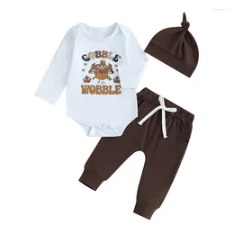 Clothing Sets Infant Born Baby Girls Boys Thanksgiving Outfits Letter Turkey Pattern Long Sleeve Romper Pants Hat