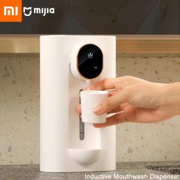 Products Xiaomi Mijia Induction Mouthwash Dispenser with 2 Cup Wireless Magnetic Base LED Screen Display Wall Mounted Automatic Mouth Get