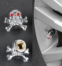 Sliver Universal Fancy Pirate Skull Tire Tyre Air Valve Stem Caps for Auto Car Truck Motorcycle Bike Wheel Rims 1696092