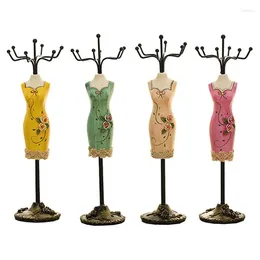 Jewellery Pouches Vintage Cheongsam Dress Mannequin Ornament Show Holder Resin Earrings Necklace Rack Wrought Iron Craft Decor