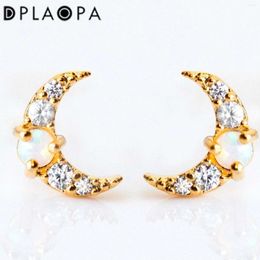 Stud Earrings DPLAOPA 925 Sterling Silver Gold Opals Moon Earring Clips Piercing Women Jewellery 2024 Fine Jewels