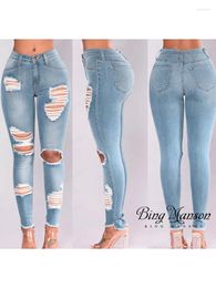 Women's Jeans Spring And Summer High Waist Hip Lift Elastic Feet Broken Pencil Casual Versatile Pants