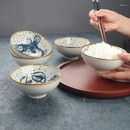 Bowls Retro Rice Bowl Creative Lovely Small Household Underglaze Ceramic DessertsNoodle Japanese Style Tableware