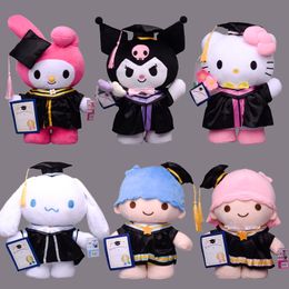 Temporada de 35 cm de graduação Kuromi Plush Doll Kuromi Melody Melody Bachelor's Graduação PhD Hat Hat Plush Toy Decoration
