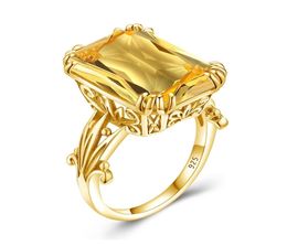 Luxury 18k Gold Colour 1318mm Big Rectangle Citrine Ring For Women Gemstones Real 925 Sterling Silver Shiny Wedding Jewellery Gift 21729593