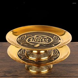 Plates Low Price Carving Retro Pure Copper Worship Fruit Pan Household Indoor Brass Fortune Into Treasure Buddha Before The Lotus Plate