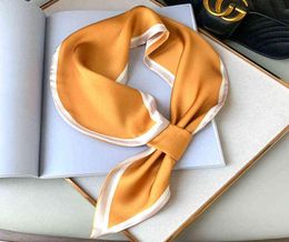 2021 Luxury Brand Solid Silk Scarf Women Shawls Wraps Black Pink Small Office Hair Neck Hijabs Foulard Scarves Ladies Y2202286776396