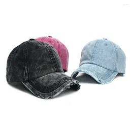 Ball Caps Washed Cotton Baseball Cap Fashion Tie-Dye Round Top Sport Denim Adjustable Sun Hat Women
