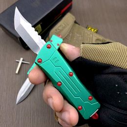 Top Quality High End Green MT UT AUTO Tactical Knife D2 Stone Wash Blade CNC 6061-T6 Handle EDC Gift Knives With Nylon Bag