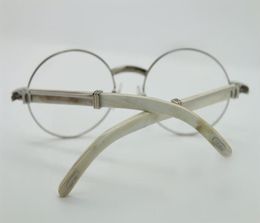 WholeFrames Round Eyeglasses Frame Myopia Optical Glasses White Buffalo Horn Glasses Myopia Glasses for Men Women8350961