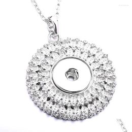Pendant Necklaces Sublimation Button Zircon Flower Pendants Necklace Consumable 20Pcs/Lot Drop Delivery Jewelry Dhqhe