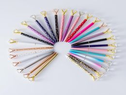 Top Fashion Metal Ballpoint Pen With Large Crystal Glass Diamond luxury Creative School Office Supplies Christmas gifts Custom log7628445