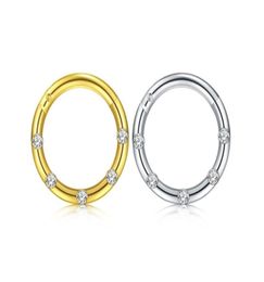 10pcs/lot Titanium Gems Seamless Hinged Segment Ring Clicker lage Nose/Lip/Ear Hoop Septum 16G Shine8783344