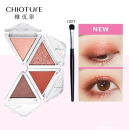 CHIOTURE 4 Colors Eyeshadow Palette Makeup Cosmetics Glitter Metallic Nude Green Orange Soft Professional Mini Shadow Kit5516477