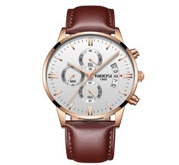 NIBOSI Brand Quartz Chronograph Fine Quality Leather Strap Mens Watches Stainless Steel Band Watch Luminous Date Life Waterproof W6520464