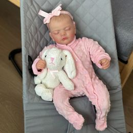 BZDOLL Realistic 48cm Asleep Reborn Baby Doll with 3D-painting Skin 19inch Alive Soft Silicone born Bebe Cute Dress Up Toy 240408