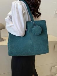 Totes Women Corduroy Tote Handbag Zipper Vintage Bag Foldable Retro Shoulder With Coin Large Capacity Casual Satchel
