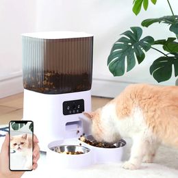5L Double Bowls Smart Automatic Cat Feeder With Camera Cat Dry Food Video Dispenser Pet Smart Voice Recorder Auto Feeder For Dog 240407