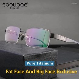 Sunglasses Frames Men's Fat Big Face Special Eyeglass Pure Titanium Eyewear Myopia Hyperopia Prescription Progressive Spring Optics Lense