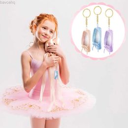 Keychains Lanyards Handmade Mini Satin Pointe Shoes Keyring Ballet Shoe Cute Keychain Ballet Accessories Ballet Charm Chain Bag Pendant Ballet Gift d240417