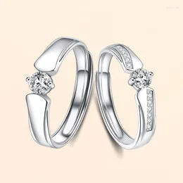 Cluster Rings Genuine 925 Sterling Silver Couple Ring Fine Jewellery For Women Men Lover Anniversary Wedding Party Gift