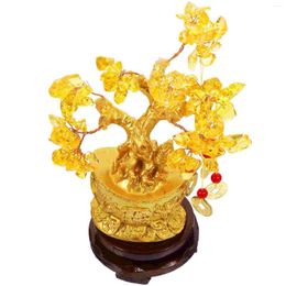 Decorative Flowers Home Decor Citrine Macrocarpa Crystal Money Bonsai Tree Classical Tabletop Decoration Ornament Chinese