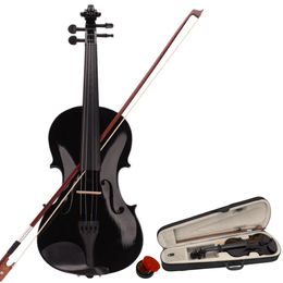 4/4 Acoustic Violin Case Bow Rosin Black