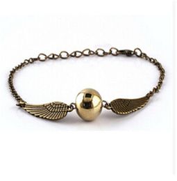 quidditch golden snitch pocket Bracelet Charm bracelets wings vintage retro tone for men and women9060059