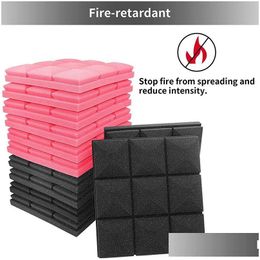 Outdoor Pads Pack Acoustic Foam Panels Wedges Sound Proof Fireproof Studio 9 Block Mushroom Design 30X30X5Cm Drop Delivery Sports Outd Dhgj4