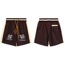 High version spring/summer new rhude embroidered letter print high street casual drawstring shorts American style