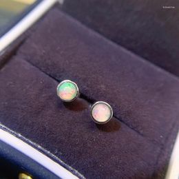 Stud Earrings Natural Opal For Daily Wear 4mm Round Silver Gift Woman