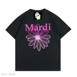 High-Quality Mardi T-Shirt Daisy Gold And Silver Same Style Summer Short Sleeve Letter Loose Print 2024 New Western Style Mens Womens T Shirt Louies Vuttion 264