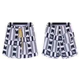 High Edition Rhude Stripe Print High Street Casual Drawstring Loose Shorts Capris Trendy