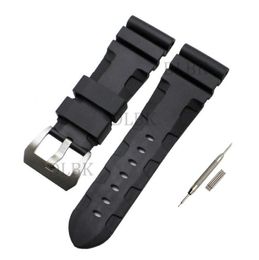 24mm 26mm Buckle 22mm Men Watch band Black Diving Silicone Rubber Strap Sport Bracelet Stainless Steel Pin Buckle for Panerai LU224735829