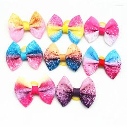 Dog Apparel 100PC/Lot Gradient Colours Hair Bows Ribbon Small Grooming Cat Accessories Pet Supplies