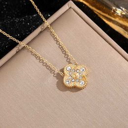 Luxury Top Grade Vancelfe Brand Designer Necklace Inlaid with Diamonds White Lucky Clover High Quality Jeweliry Gift