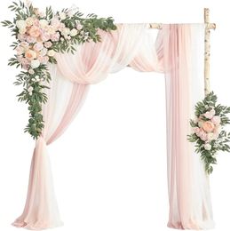 5 Pack Set Wedding Arch Flowers Kit with Draping 2pcs Artificial with 3 Drape for Ceremony Arbour Reception Backdrop Decoration 240318