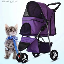 Dog Carrier Pet Stroller 3 Wheels Cat Dog Travel Folding Carrier Lightweight Breathable Bag with Cup Holder for Small Dogs Teddy Chihuahua L49