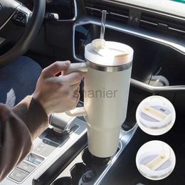 Mugs 40oz Straw Coffee Insulation Cup With Handle Portable Car Water Bottle LargeCapacity Travel BPA Free Thermal Mugs Cocktail Set 240417
